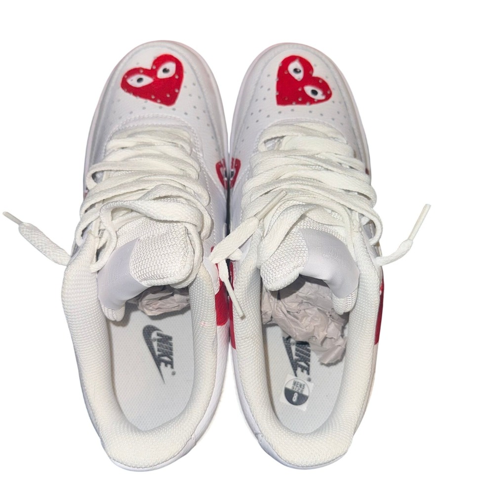 Nike Court Vision Lo Custom Heart White/Red Sneakers Mens 8Womens 9.5 CD8544-100 - Picture 4 of 5